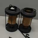 Metal Wall Sconce Candle Lantern Set of 2 - Black Wall Mounted Wood and Metal Hanging Holder with Glass & Candles Vintage Wall Decor for Porch, Living Room, Dining Room, Bedroom Indoor Decor (Round)