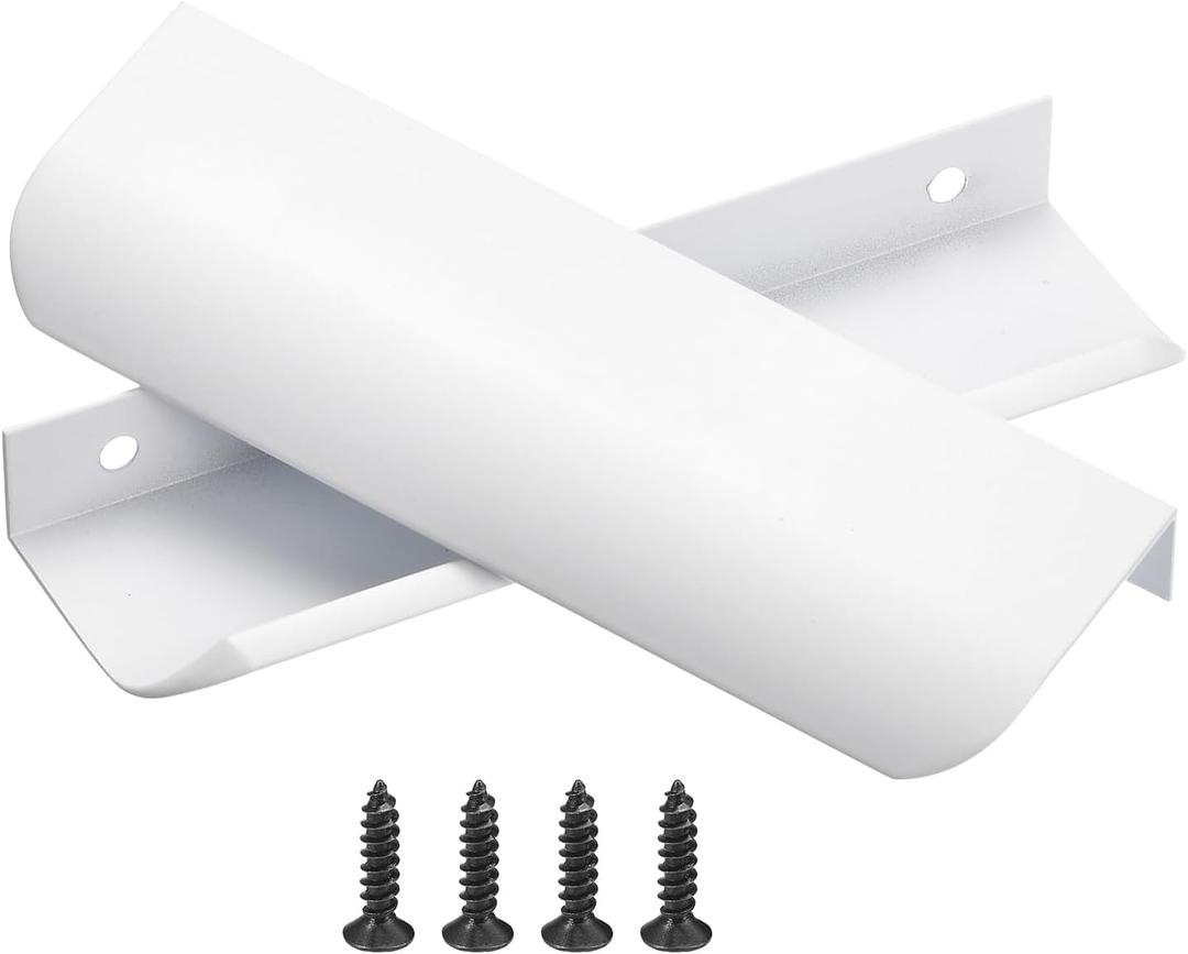 uxcell 10pcs Finger Pulls for Cabinets, Matte White Edge Drawer Pulls Cabinet Finger Pull 96mm/3.7in Hole Center,Furniture Drawer Handles Hidden Cabinet Handle
