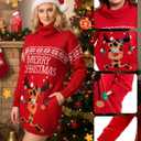 Ugly Christmas Sweater Dress for Women, Santa Hat and Funny Novelty Sweater with Pocket for Xmas Holiday