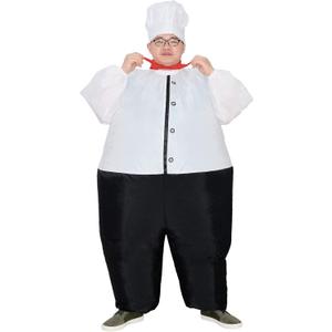 Inflatable Kitchen Cooking Chef Costume Blow Up Suit Fancy Dress (White Adult Chef)