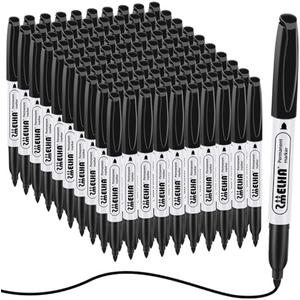 SMELHA Permanent Markers, 97 Pack Black Permanent Marker Pens, Black Permanent Marker set bulk ，Fine Tip, Waterproof, 1S Drying, smooth writing, durable, works on Plastic, Glass, Metal, Wood and Stone