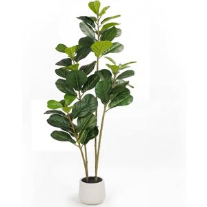 6FT Artificial Fiddle Leaf Fig Tree for Indoor Home Office Decor-Realistic Fake Ficus Tree in Black Planter,Faux Plant with Lifelike Trunk&Leaves for Living Room,Housewarming Gift