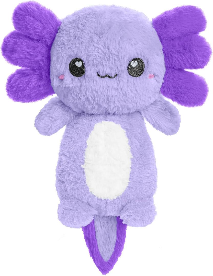 Purple Axolotl Microwavable 1.5 lbs Unscented Heating Pad for Women and Kids- Cute Soft Cozy Pillow Plush Heatable Warm Stuffed Animals - Kawaii Hot and Cold Plushie - Axolotl Gifts for Girls and Boys