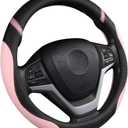 Cxtiy Steering Wheel Cover for Women Leather Universal Steering Wheel Covers for Car 15 inch (Pink)