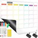 MAG-FANCY Dry Erase Calendar Kit- Magnetic Calendar for Refrigerator - Monthly Fridge Calendar Whiteboard with Extra-Thick Magnet Included 5 Marker & Eraser & Adhesive Hooks for Wall Hanging