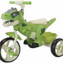 Dinosaur Kids Tricycle for Rider- Toddlers Kid Trike Bike Big Wheel with Music, Storage Basket,Indoor/Outdoor Preschool Daycare Kids Bike,Best Gift for 3-7 Year Old Girls & Boys (Green)