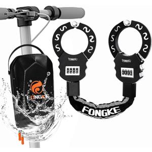 Electric Scooter Lock, 4 Digit Combination Bike Locks, 8mm Bicycle Locks Heavy Duty, Scooter Lock Anti Theft with Waterproof Bag, Cable Padlock for E Bike, Motorbikes, Motorcycle