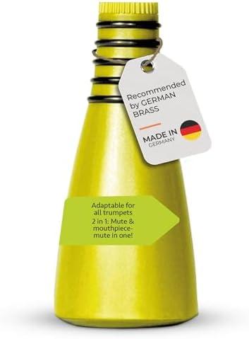 GERMAN BRASS PRODUCTIONS trumpet mute | silencer with dual function as practice and mouthpiece mute for trumpet | adaptable for all trumpets | trumpet accessories made in Germany | Yellow