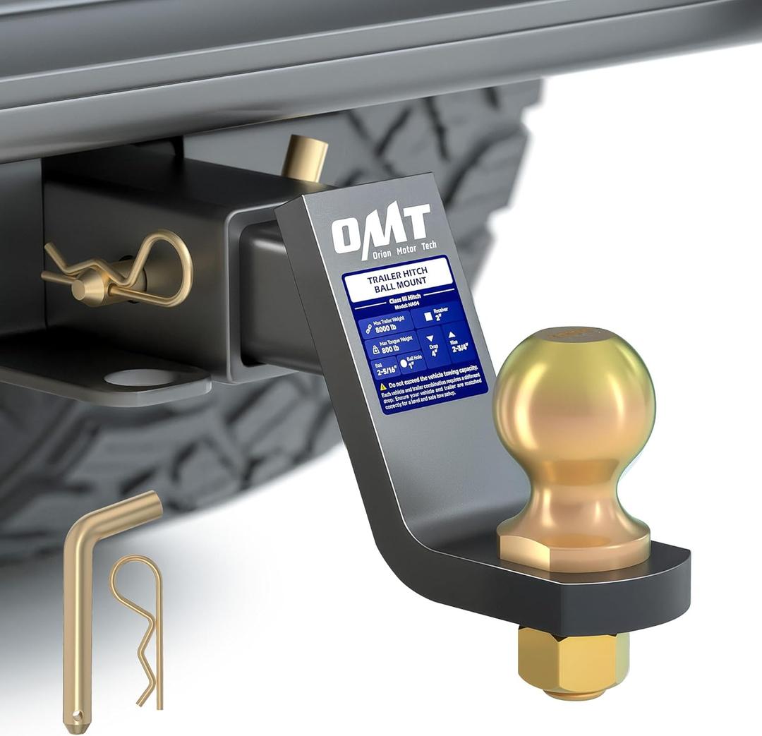 Orion Motor Tech Trailer Hitch Ball Mount, for 2" Receiver with 2-5/16" Ball 4" Drop 8000 lb. Towing Capacity, Heavy-Duty Tow Hitch Reversible Ball Hitch for Truck Boat RV Cargo with Hitch Pin & Clip