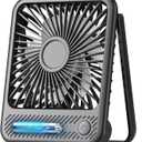 Koonie Battery Operated Desk Fan, 5'' Small USB Portable Fan with Max. 11h Runtime, Strong Wind, 180 Tilt Folding and 3 Speeds Adjustable, Ultra Quiet for Office Travel Camping Bedroom (Black)