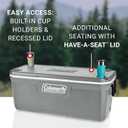 Coleman Classic Series Insulated Portable Cooler, Leak-Resistant Outdoor Hard Cooler Keeps Ice up to 5 Days, 52/70/120/150 Quart, 150qt