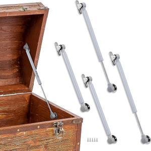 4 Pack 15 Inch Soft Close Toy Box Hinges for Heavy Curved, Round, Arched and Flat Lids, 100n Gas Strut Spring Safety Hinges to Slow Down and Slow Close, Also Works for Toy Box Chest, Toolbox