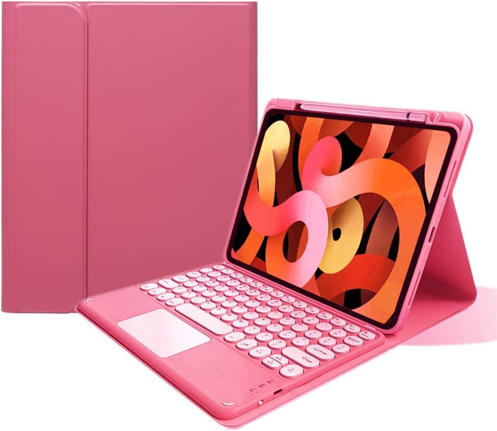 Keyboard Case for iPad Air 11" (M3/M2)/ Air (5th/4th Gen) 10.9"/ Pro 11" (4th/3rd/2nd/1st Generation) Case with Touchpad Detachable Color Keyboard,Dark Pink (Air11"/Air5/Air4/Pro11"4th/3rd/2nd/1st Gen)