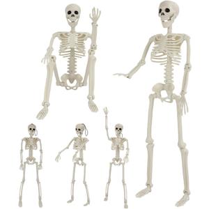 5 Pack Halloween Skeleton Decorations, 2 Pack 36" Full Body Joints Posable Skeleton with 3 Pack 16" Small Skeleton, Creepy Halloween Plastic Skeleton Decor for Haunted Houses Props, Garden, Graveyard