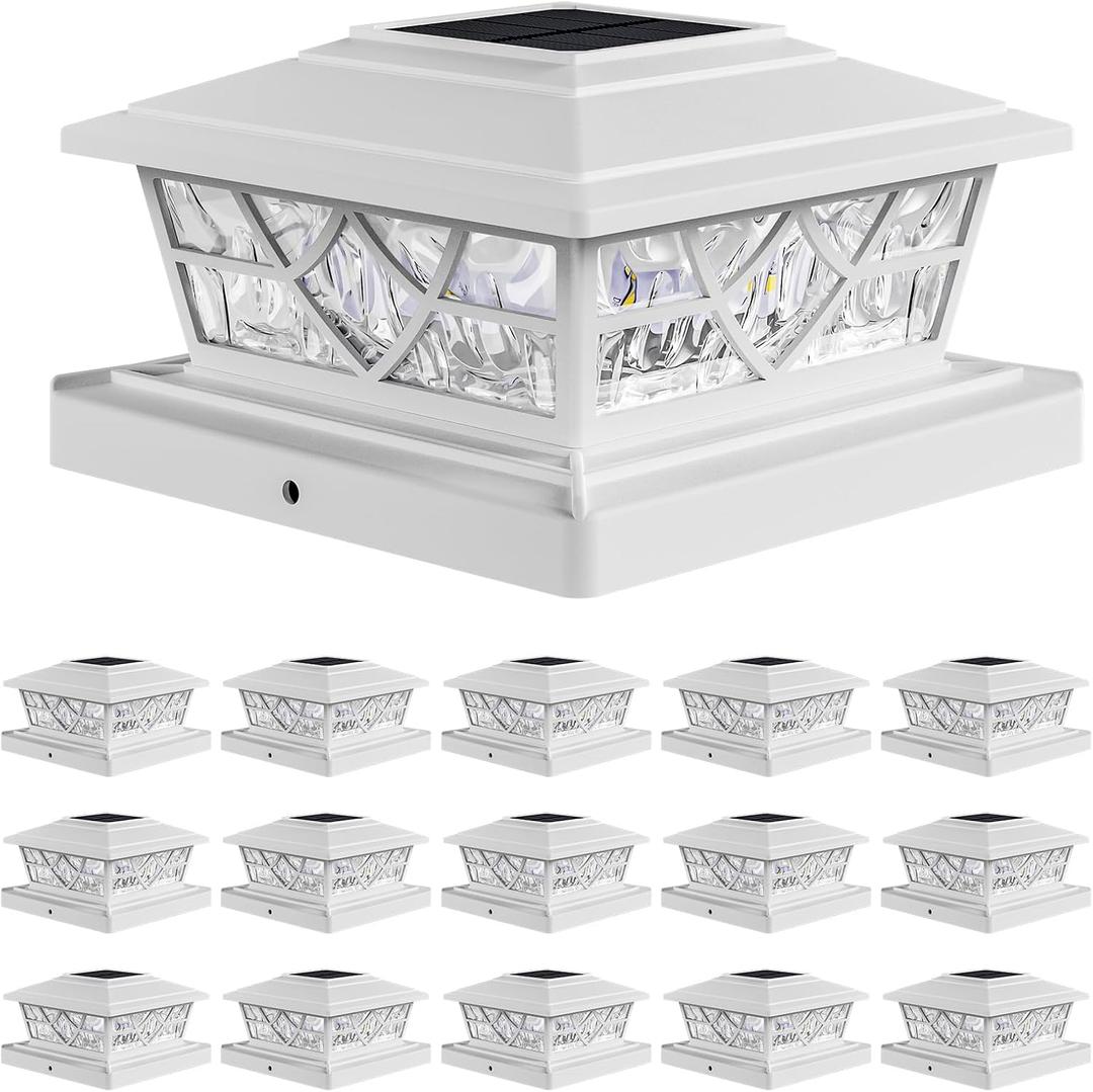 APONUO Solar Post Cap Lights 4x4 5x5 6x6, IP64 Waterproof, 16 Pack