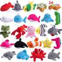 JOYIN 24 Pcs Mini Sea Animal Plush Toys (24 Units 3" Each), Stuffed Sea Animal Bulk for Kids Birthday Party Favors, Pinata Fillers, Goodie Bag Fillers, School Prizes,Easter Party Supplies