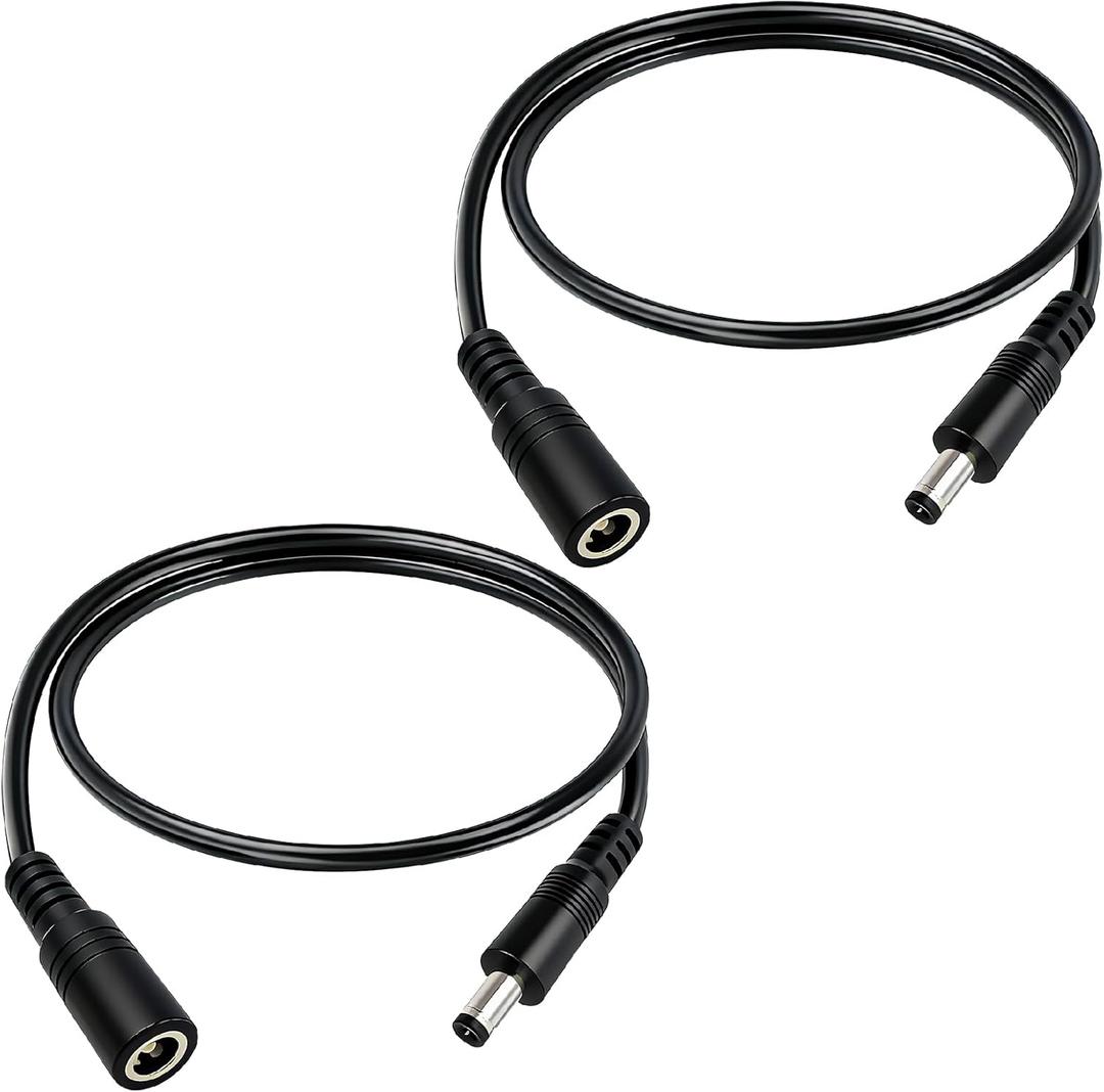 1.6FT 12V DC Power Extension Cable 5.5mmx2.5mm 18AWG Male to Female Extension Cable Barrel Connector for CCTV Surveillance Camera LED Light Bar Router Projector Printer 2PCS