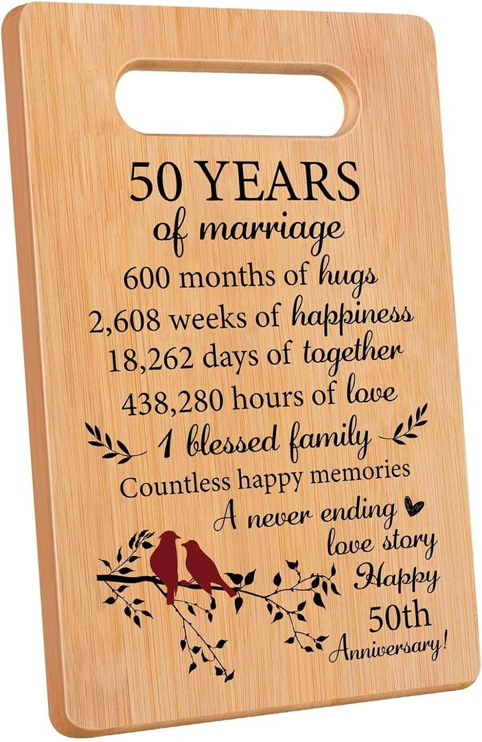 2 x 50th Wedding Anniversary Cutting Board Gifts,50th Anniversary Wedding Gift Ideas,50th Wedding Anniversary Decorations,50 Years of Marriage Couple Gifts for Husband Wife Parents Grandparents (11"X7")