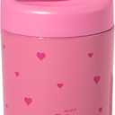 Paris Hilton Stainless Steel Food Jar, Double Wall Vacuum Sealed Insulated Food Storage Container with Carry Handle Lid, 12-Ounce, Pink with Heart Design