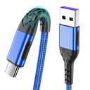 Durcord USB C Charger Cable, Upgarded 2Pack 10ft Fast Charging 10 Feet USB Type C Charging Cord Cable, 10 Foot Type C Charger Braided USB Cable Compatible with iPhone 15/Pro/Plust/Max-Blue