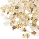 GASPRO 10 lbs Fire Glass for Propane Fire Pit, 1/2-Inch Glass Rocks for Fire Pit Table Fireplace, Gold