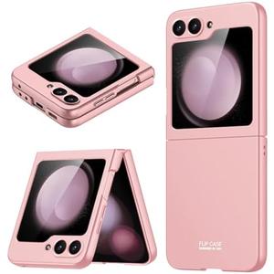 Miimall for Z Flip 7 FE/Z Flip 6 Slim Case Built-in Screen Protector, Simple Modern Sleek Design, Anti-Fingerprint Lightweight Shockproof Cases Samsung Z Flip 6 5G for Girls Women, Pink