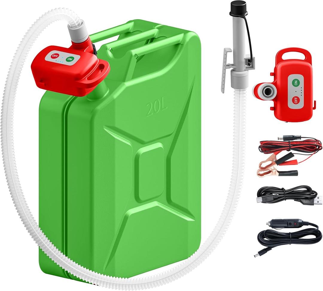 Nitigo Fuel Transfer Pump Electric With Auto-Stop Sensor Leak Protection, 3.2GPM 72" Long Hose Lithium Battery Rechargeable Portable Automatic Gas Can Pump, for Gasoline/Diesel/Kerosene/Water, Red
