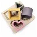 Baby Step Beige Silicone Shape Sorter Puzzle for Toddlers 6-24 Months - Montessori Educational Toy - Enhances Color Recognition & Fine Motor Skills - Beige