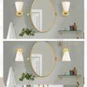 Gold Wall Sconce, HWH Single Wall Light Fixture Brushed Gold Wall Lamp with Frosted Milk White Striped Glass Shade, Modern Indoor Wall Sconce for Kitchen Bedroom Schoolhouse, 5HZG97B BG