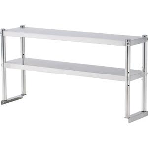 Stainless Steel Shelf 2 Tier Stainless Overshelf for Kitchen Prep Work Table 12 x 48 Inches Adjustable Commercial Steel Table OverShelf for Kitchen, Restaurant, Bar, Utility Room, Garage