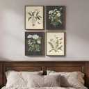 Framed Vintage Botanical Wall Art Bedroom, 4 Piece Rustic Farmhouse Floral Canvas Prints Artwork, Neutral Flower Butterfly Pictures for Modern Farmhouse Living Room Kitchen Bathroom Wall Decor, 11x14