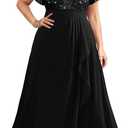 Pinup Fashion Women Plus Size Formal Dresses - Sequin Evening Gowns Wedding Guest Prom Long Dress,12 W