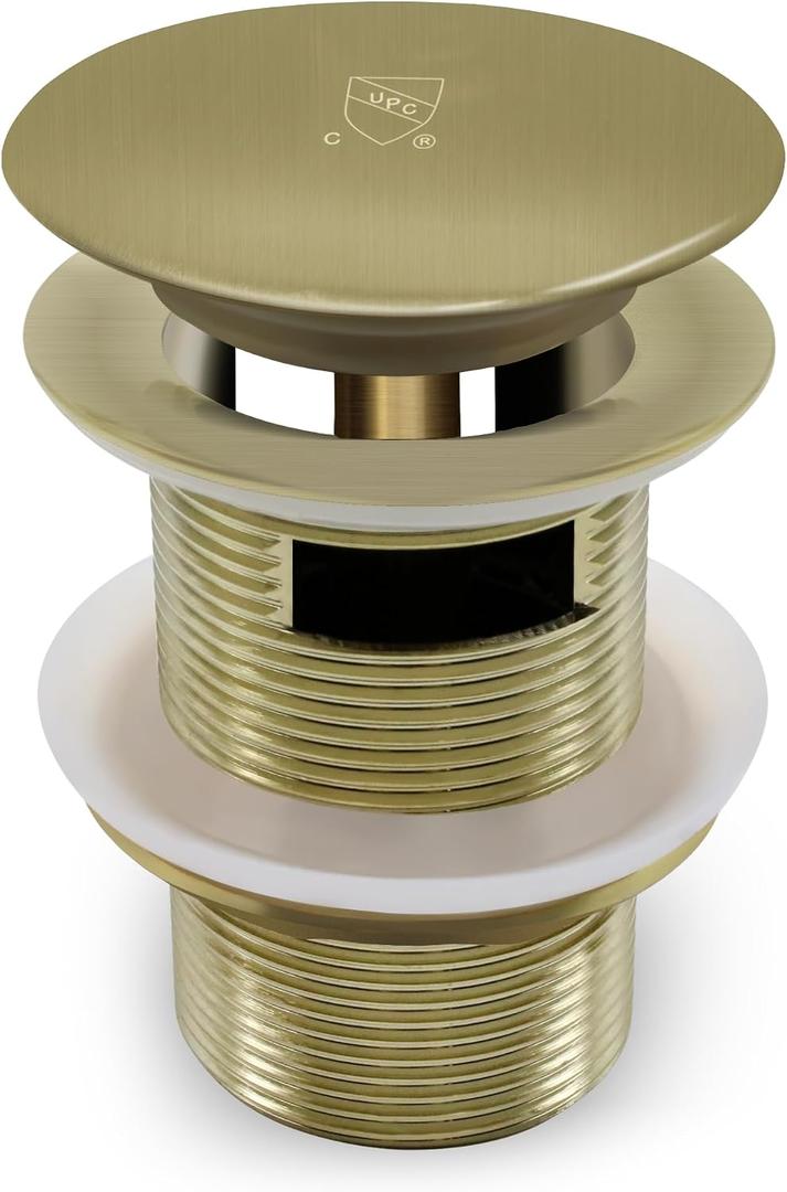 FerdY Pop-up Drain for Freestanding Bathtub, Brushed Gold Finish, cUPC Certification, Freestanding Bathtub Drain Stopper