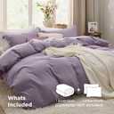 Bedsure Grayish Purple Duvet Cover Queen Size - 3 Pieces Prewashed Cotton-Like Polyester Extra Soft Bedding Set, Includes 1 Duvet Cover 90x90 Inches with Zipper Closure & 2 Pillow Shams, No Comforter