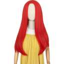 Yan Dream Long Straight Red Wig for Girls Middle Part Cosplay Halloween Party Wig