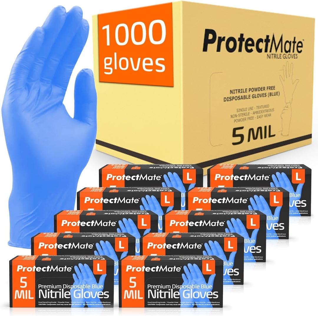 Protectmate Blue Nitrile Gloves for Food Prep - 5 Mil Food Prep Gloves - Textured Food Handling Gloves Disposable Latex Free Protectmate Blue Nitrile Gloves for Food Prep - 5 Mil Food Prep Gloves - Textured Food Handling Gloves Disposable Latex Free