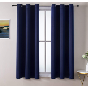 ChrisDowa Grommet Blackout Curtains for Bedroom and Living Room - 2 Panels Set Thermal Insulated Room Darkening Curtains (Navy Blue, 38W x 54L)