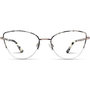 Beige Tortoise Metal Rimmed Cat Eye Reading Glasses for Women with Sturdy Made - Spring Hinges Half Frame Eyeglasses - Wire Rim Readers for Women - For all Face Shapes Women's Readers - Cheaters 2.75