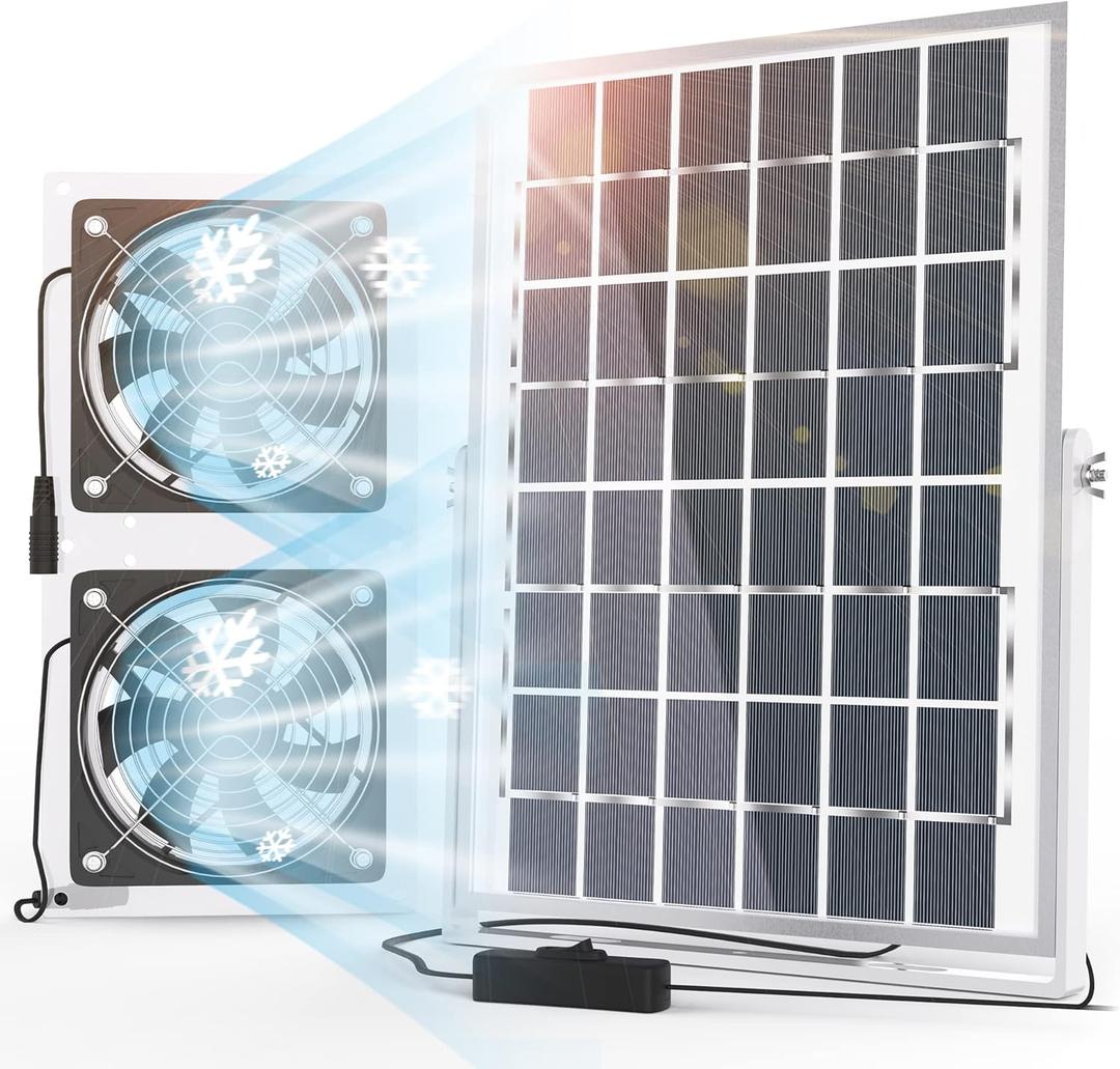 SOLPERK Solar Fan for Greenhouse, 10W Solar Powered Fan for Chicken Coop, Waterproof Solar Exhaust Fan for Shed with 11.8ft/3.6m Cable