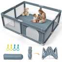 Foldable Baby Playpen - 71"x59" Collapsible Play Pen for Babies and Toddlers - Indoor Outdoor Foldable Play Yard with 4 Handles - Folding Baby Playpen with Bag Portable Travel Play Yard