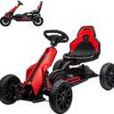 12V Electric Drift Kart  7Ah Battery Powered with 35W Motor, Adjustable Speed, Safety Belt, Shock Absorber, Maximum Load 66 Lbs, for Toddlers(Red)
