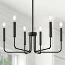 Yunnix 6 Light Matte Black Chandelier Modern Farmhouse Chandelier for Dining Room Light Fixtures Ceiling Hanging, Iron Chandelier for Bedroom, Foyer, Entryway, Kitchen, Living Room and Entryway