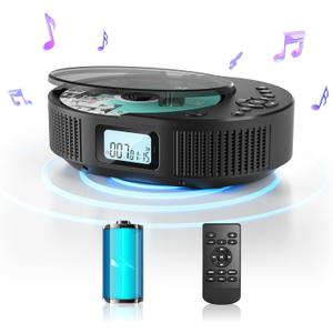 CD Player Portable, FELEMAN Upgraded 2 in 1 Portable CD Player & Bluetooth Speaker, Rechargeable Boombox CD Player for Car/Home with Remote Control, FM Radio, Support AUX/USB, Headphone Jack