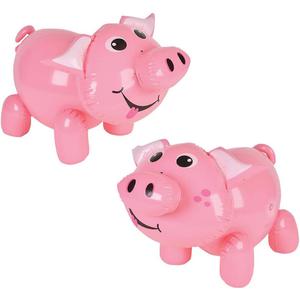 The Dreidel Company Pig Inflate 24", Pink Design, Birthday Party Decoration, Carnival Prizes (4-Pack)