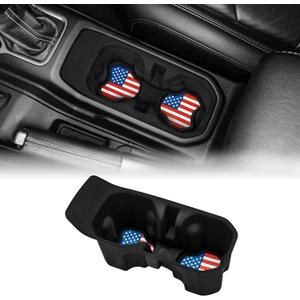 Car Cup Holder with Coaster, Center Console Cup Holder Insert for Jeep Wrangler JL Gladiator JT 2018–2025, Anti-Slip Cupholder for Jeep Accessories