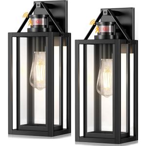 2 Pack Large Size Motion Sensor Outdoor Lights, 16" Dusk to Dawn Outdoor Wall Sconce, Waterproof Anti-Rust Modern Outside Porch Light Fixtures for House, Garage, Entryway, Backyard