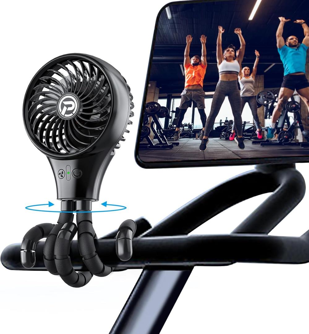 MORECORE Auto Oscillating Clip Fan for Exercise Bike/Treadmill, Portable & Rechargeable Battery with Flexible Tripod, Design for Exercise Machine GYM Workout