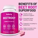 Premium Beet Root Capsules - 60 Vegan Capsules, Natural Beetroot Supplement Powder for Natural Energy & Endurance Support, Non-GMO, Gluten Free Dietary Support, 30-Day Supply (EXP 07/16/27)