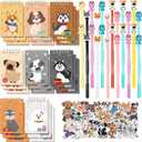 LiYiQ 148 Pcs Dog Party Favors Return Gifts Bulk Dog Paw Mini Notebooks Pens Stickers Set for Dog Themed Birthday Party Supplies Classroom Reward Gift Prizes Goodie Bags Stuffers