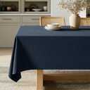 MIULEE Navy Linen Cotton Table Cloth Rectangle Tablecloth Waterproof Spillproof Cross-Star Textured Table Cltoth Decorative Farmhouse Style for Dining Party Weddings 60x84 Inch